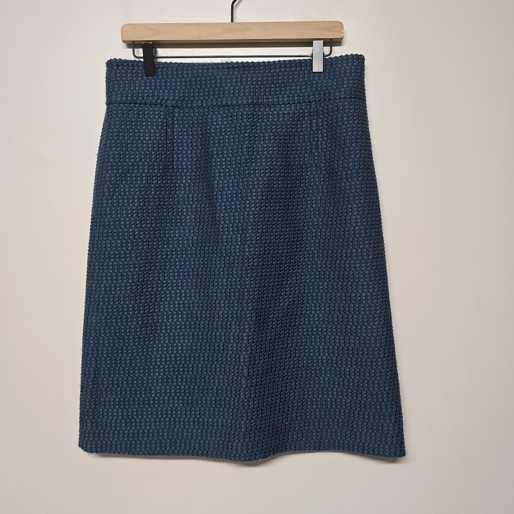 RED Valentino Blue Textured A-Line Skirt Wool Blend Italy Women's Sz 10 Office